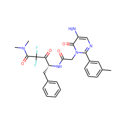 Cc1cccc(-c2ncc(N)c(=O)n2CC(=O)N[C@H](Cc2ccccc2)C(=O)C(F)(F)C(=O)N(C)C)c1 ZINC000013862597