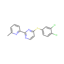 Cc1cccc(-c2nccc(Sc3ccc(Cl)c(Cl)c3)n2)n1 ZINC000038156549