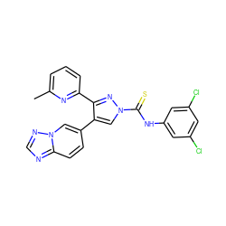 Cc1cccc(-c2nn(C(=S)Nc3cc(Cl)cc(Cl)c3)cc2-c2ccc3ncnn3c2)n1 ZINC000072127584