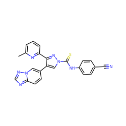 Cc1cccc(-c2nn(C(=S)Nc3ccc(C#N)cc3)cc2-c2ccc3ncnn3c2)n1 ZINC000072127761