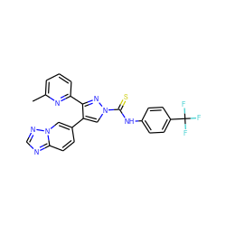 Cc1cccc(-c2nn(C(=S)Nc3ccc(C(F)(F)F)cc3)cc2-c2ccc3ncnn3c2)n1 ZINC000072127905