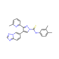 Cc1cccc(-c2nn(C(=S)Nc3ccc(C)c(C)c3)cc2-c2ccc3ncnn3c2)n1 ZINC000072127538