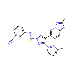 Cc1cccc(-c2nn(C(=S)Nc3cccc(C#N)c3)cc2-c2ccc3nc(C)nn3c2)n1 ZINC000072127866