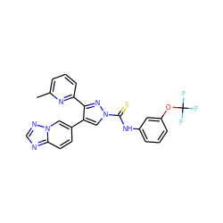 Cc1cccc(-c2nn(C(=S)Nc3cccc(OC(F)(F)F)c3)cc2-c2ccc3ncnn3c2)n1 ZINC000072127846