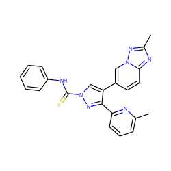 Cc1cccc(-c2nn(C(=S)Nc3ccccc3)cc2-c2ccc3nc(C)nn3c2)n1 ZINC000072127912