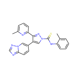 Cc1cccc(-c2nn(C(=S)Nc3ccccc3C)cc2-c2ccc3ncnn3c2)n1 ZINC000072127975