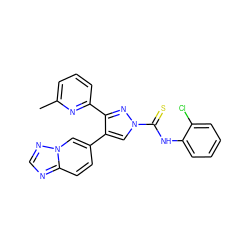 Cc1cccc(-c2nn(C(=S)Nc3ccccc3Cl)cc2-c2ccc3ncnn3c2)n1 ZINC000072127874