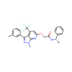 Cc1cccc(-c2nn(C)c3nc(OCC(=O)N[C@@H](C)c4ccccc4)cc(C(F)(F)F)c23)c1 ZINC000117513797