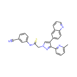 Cc1cccc(-c2nn(CC(=S)Nc3cccc(C#N)c3)cc2-c2ccc3ncccc3c2)n1 ZINC000071316613