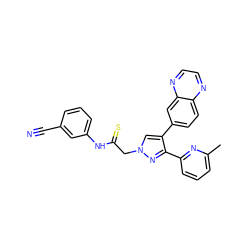 Cc1cccc(-c2nn(CC(=S)Nc3cccc(C#N)c3)cc2-c2ccc3nccnc3c2)n1 ZINC000072182900