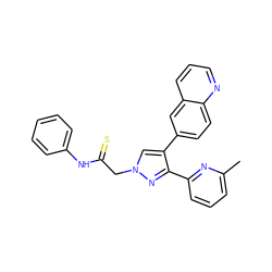 Cc1cccc(-c2nn(CC(=S)Nc3ccccc3)cc2-c2ccc3ncccc3c2)n1 ZINC000071329814