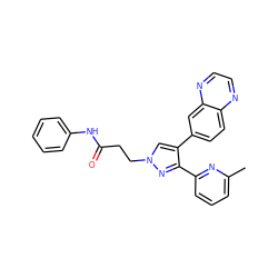 Cc1cccc(-c2nn(CCC(=O)Nc3ccccc3)cc2-c2ccc3nccnc3c2)n1 ZINC000072182626