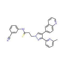 Cc1cccc(-c2nn(CCC(=S)Nc3cccc(C#N)c3)cc2-c2ccc3ncccc3c2)n1 ZINC000071316190