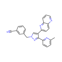 Cc1cccc(-c2nn(Cc3cccc(C#N)c3)cc2-c2ccc3ncccc3n2)n1 ZINC000049807663