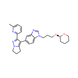 Cc1cccc(-c2nn3c(c2-c2ccc4c(c2)ncn4CCCO[C@@H]2CCCCO2)CCC3)n1 ZINC000013684201