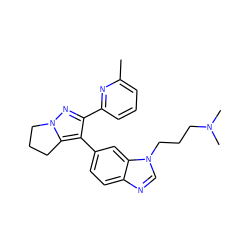 Cc1cccc(-c2nn3c(c2-c2ccc4ncn(CCCN(C)C)c4c2)CCC3)n1 ZINC000003820630