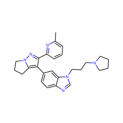 Cc1cccc(-c2nn3c(c2-c2ccc4ncn(CCCN5CCCC5)c4c2)CCC3)n1 ZINC000006718673