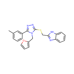 Cc1cccc(-c2nnc(SCc3nc4ccccc4[nH]3)n2Cc2ccco2)c1 ZINC000002442663