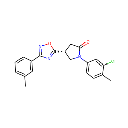 Cc1cccc(-c2noc([C@@H]3CC(=O)N(c4ccc(C)c(Cl)c4)C3)n2)c1 ZINC000009318534