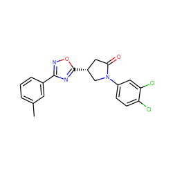 Cc1cccc(-c2noc([C@@H]3CC(=O)N(c4ccc(Cl)c(Cl)c4)C3)n2)c1 ZINC000084688216