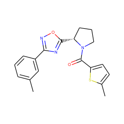 Cc1cccc(-c2noc([C@@H]3CCCN3C(=O)c3ccc(C)s3)n2)c1 ZINC000035310326