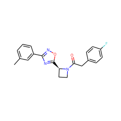 Cc1cccc(-c2noc([C@@H]3CCN3C(=O)Cc3ccc(F)cc3)n2)c1 ZINC000095574728