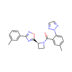 Cc1cccc(-c2noc([C@@H]3CCN3C(=O)c3cc(C)ccc3-n3nccn3)n2)c1 ZINC000218116361