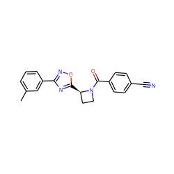 Cc1cccc(-c2noc([C@@H]3CCN3C(=O)c3ccc(C#N)cc3)n2)c1 ZINC000095580458