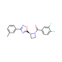 Cc1cccc(-c2noc([C@@H]3CCN3C(=O)c3ccc(F)c(F)c3)n2)c1 ZINC000095575397