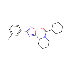 Cc1cccc(-c2noc([C@H]3CCCCN3C(=O)C3CCCCC3)n2)c1 ZINC000004594335