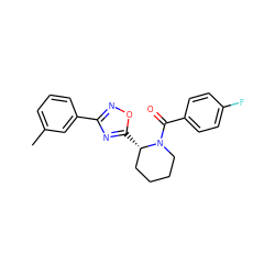 Cc1cccc(-c2noc([C@H]3CCCCN3C(=O)c3ccc(F)cc3)n2)c1 ZINC000035279706