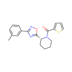 Cc1cccc(-c2noc([C@H]3CCCCN3C(=O)c3cccs3)n2)c1 ZINC000035279733