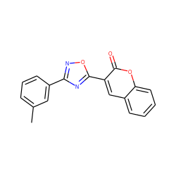 Cc1cccc(-c2noc(-c3cc4ccccc4oc3=O)n2)c1 ZINC000000386269