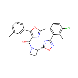 Cc1cccc(-c2oc(C)nc2C(=O)N2CC[C@H]2c2nc(-c3cccc(Cl)c3C)no2)c1 ZINC001772651914