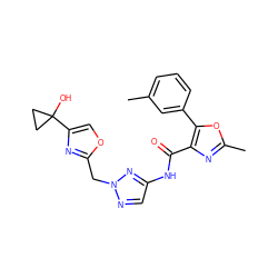 Cc1cccc(-c2oc(C)nc2C(=O)Nc2cnn(Cc3nc(C4(O)CC4)co3)n2)c1 ZINC000200768423