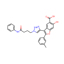 Cc1cccc(-c2oc3cc(O)c(C(=O)O)cc3c2-c2cn(CCCC(=O)Nc3ccccc3)nn2)c1 ZINC000066101830