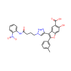 Cc1cccc(-c2oc3cc(O)c(C(=O)O)cc3c2-c2cn(CCCC(=O)Nc3ccccc3[N+](=O)[O-])nn2)c1 ZINC000066112688