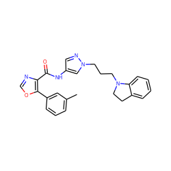 Cc1cccc(-c2ocnc2C(=O)Nc2cnn(CCCN3CCc4ccccc43)c2)c1 ZINC000201547823