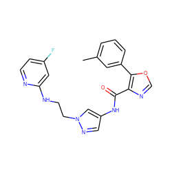 Cc1cccc(-c2ocnc2C(=O)Nc2cnn(CCNc3cc(F)ccn3)c2)c1 ZINC000201552196