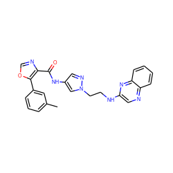 Cc1cccc(-c2ocnc2C(=O)Nc2cnn(CCNc3cnc4ccccc4n3)c2)c1 ZINC000201543414