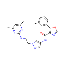 Cc1cccc(-c2ocnc2C(=O)Nc2cnn(CCNc3nc(C)cc(C)n3)c2)c1 ZINC000201552295