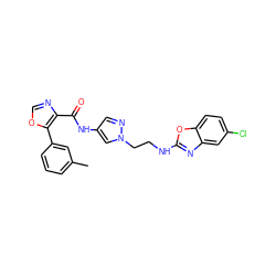 Cc1cccc(-c2ocnc2C(=O)Nc2cnn(CCNc3nc4cc(Cl)ccc4o3)c2)c1 ZINC001772578242