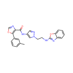 Cc1cccc(-c2ocnc2C(=O)Nc2cnn(CCNc3nc4ccccc4o3)c2)c1 ZINC000201548114