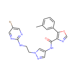 Cc1cccc(-c2ocnc2C(=O)Nc2cnn(CCNc3ncc(Br)cn3)c2)c1 ZINC001772637525