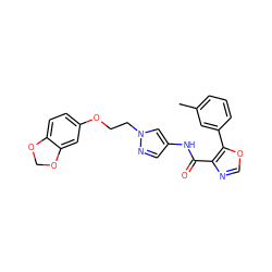 Cc1cccc(-c2ocnc2C(=O)Nc2cnn(CCOc3ccc4c(c3)OCO4)c2)c1 ZINC000201552499