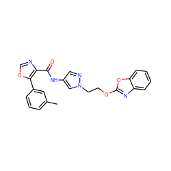 Cc1cccc(-c2ocnc2C(=O)Nc2cnn(CCOc3nc4ccccc4o3)c2)c1 ZINC001772615256