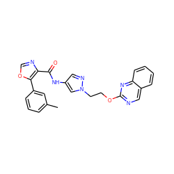 Cc1cccc(-c2ocnc2C(=O)Nc2cnn(CCOc3ncc4ccccc4n3)c2)c1 ZINC000201548072