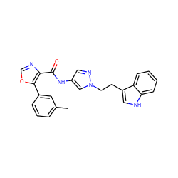 Cc1cccc(-c2ocnc2C(=O)Nc2cnn(CCc3c[nH]c4ccccc34)c2)c1 ZINC000201564958