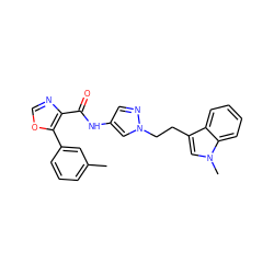 Cc1cccc(-c2ocnc2C(=O)Nc2cnn(CCc3cn(C)c4ccccc34)c2)c1 ZINC000201560176