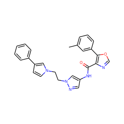 Cc1cccc(-c2ocnc2C(=O)Nc2cnn(CCn3ccc(-c4ccccc4)c3)c2)c1 ZINC001772657962